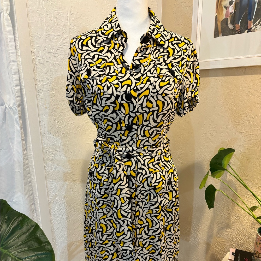 Vintage DVF Silk Button Down Tie Dress
